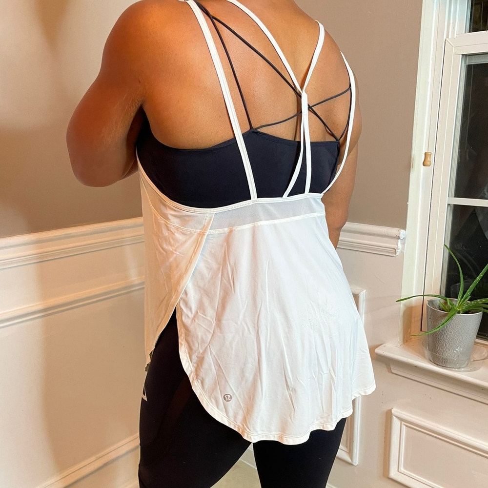 White Flowy Lululemon Workout Tank